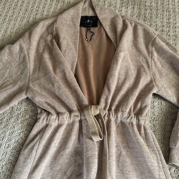 7 For All Mankind waist tie Cardigan beige Size Medium long-sleeve - Picture 6 of 12